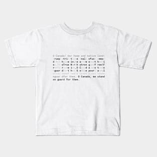 Text: CANADA Anthem (english) (black) Kids T-Shirt